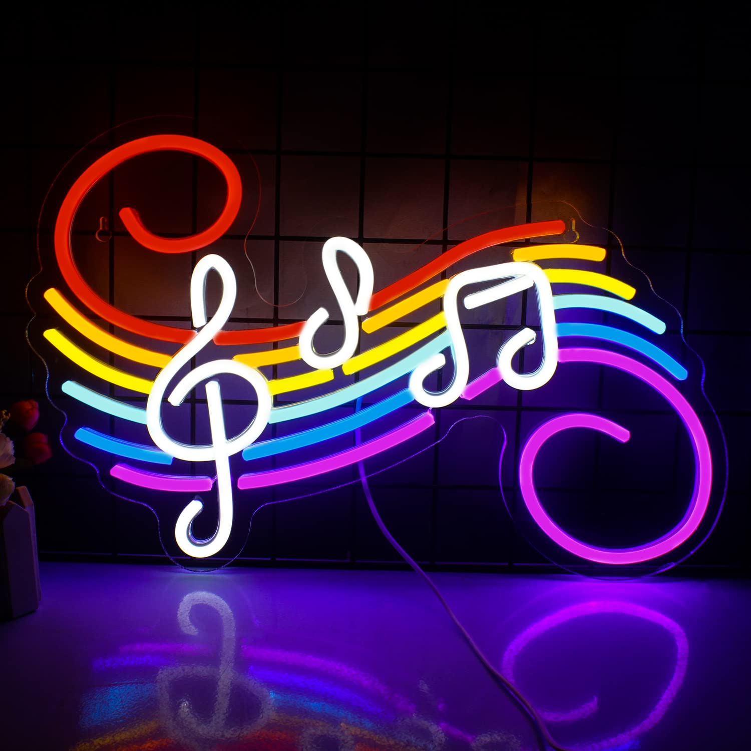 Neon Sign Party - Neonowy znak z nutami muzycznymi, personalizowany,