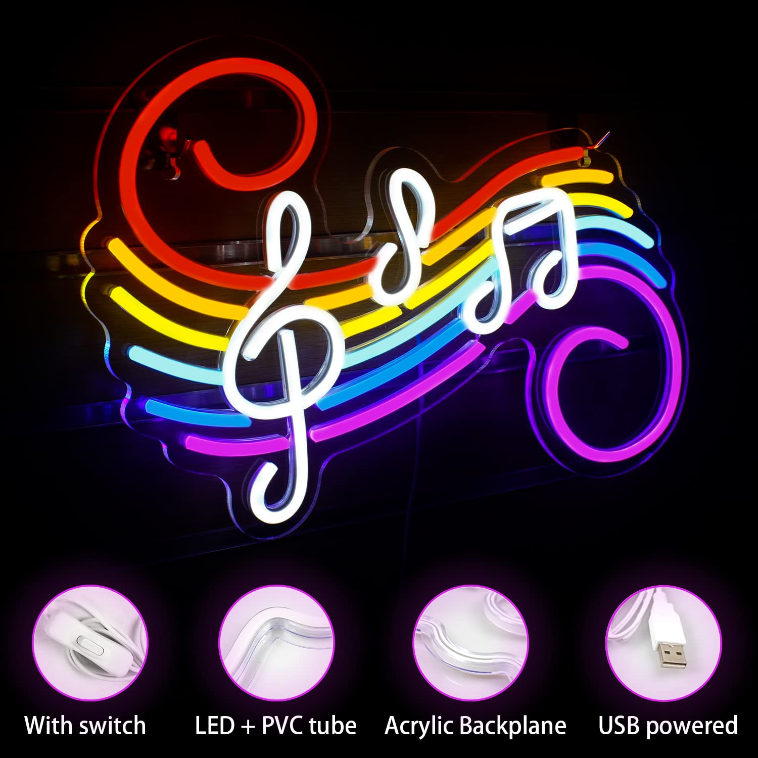 Neonowy znak z nutami muzyczny – Neon Sign Party recenzja i cena