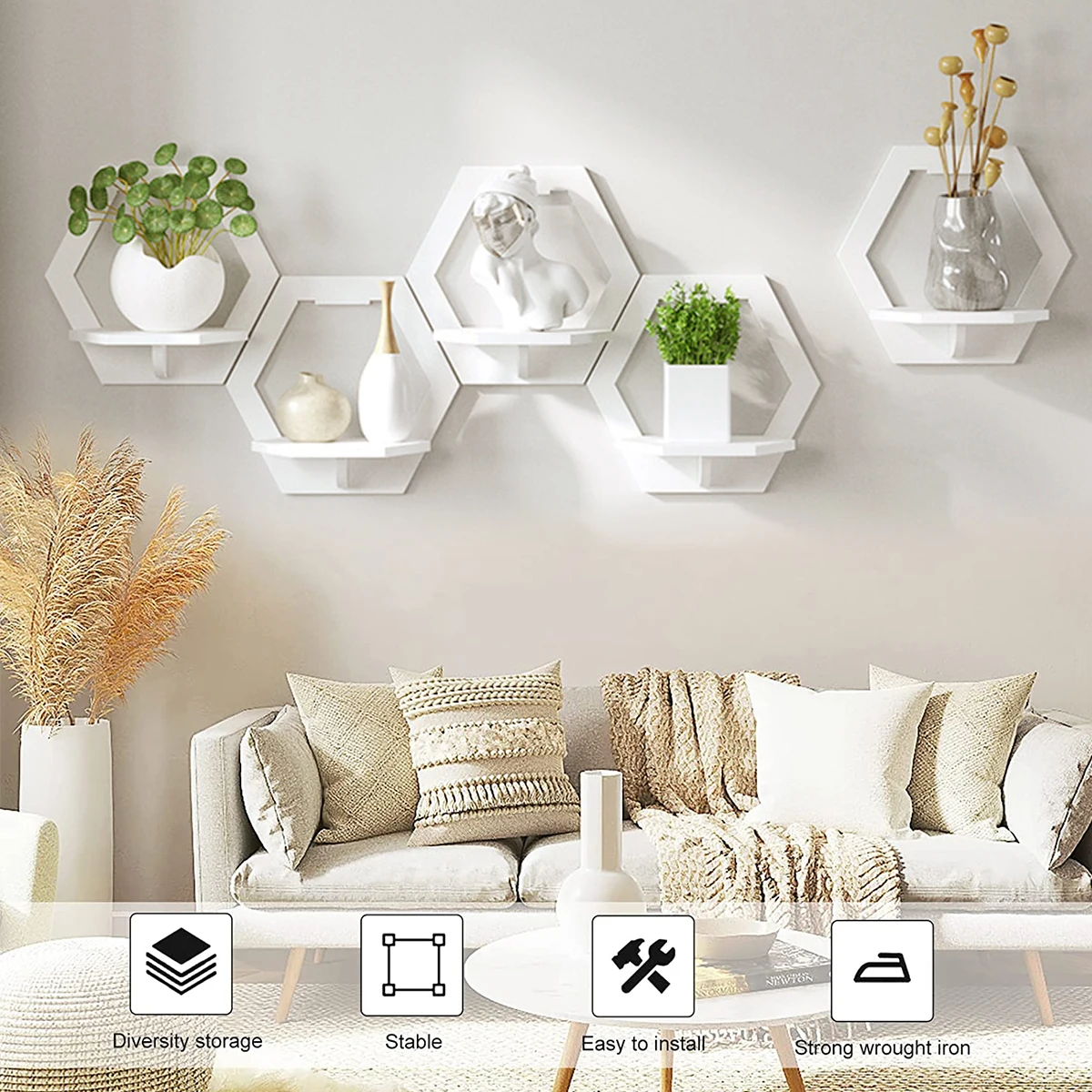 3Pcs Sześciokątna półka ścienn – Flower Wall Panel recenzja i cena